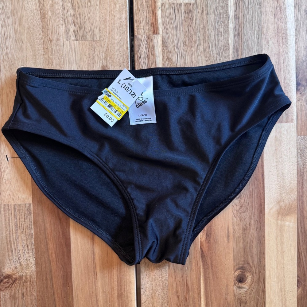 Art Class Girls Black Bikini Swim Bottom Size L 10/12 NWT